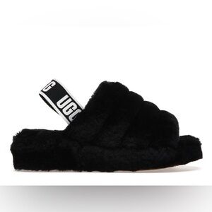 UGG Australia Fluff Yeah Women's Slide Sandal, Size US 5 - Black EUC